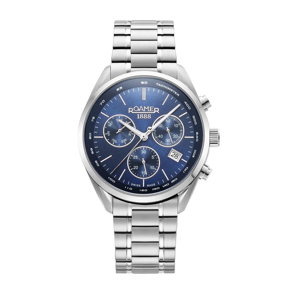 Roamer Pro Chrono Аналоговые Часы, Хронограф, с Индикацией Даты и Браслетом из Нержавеющей Стали 44 мм