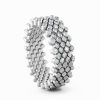 Ring Multi Size, 7 Rows, Half 2 Points In 18K White Gold With White Diamonds