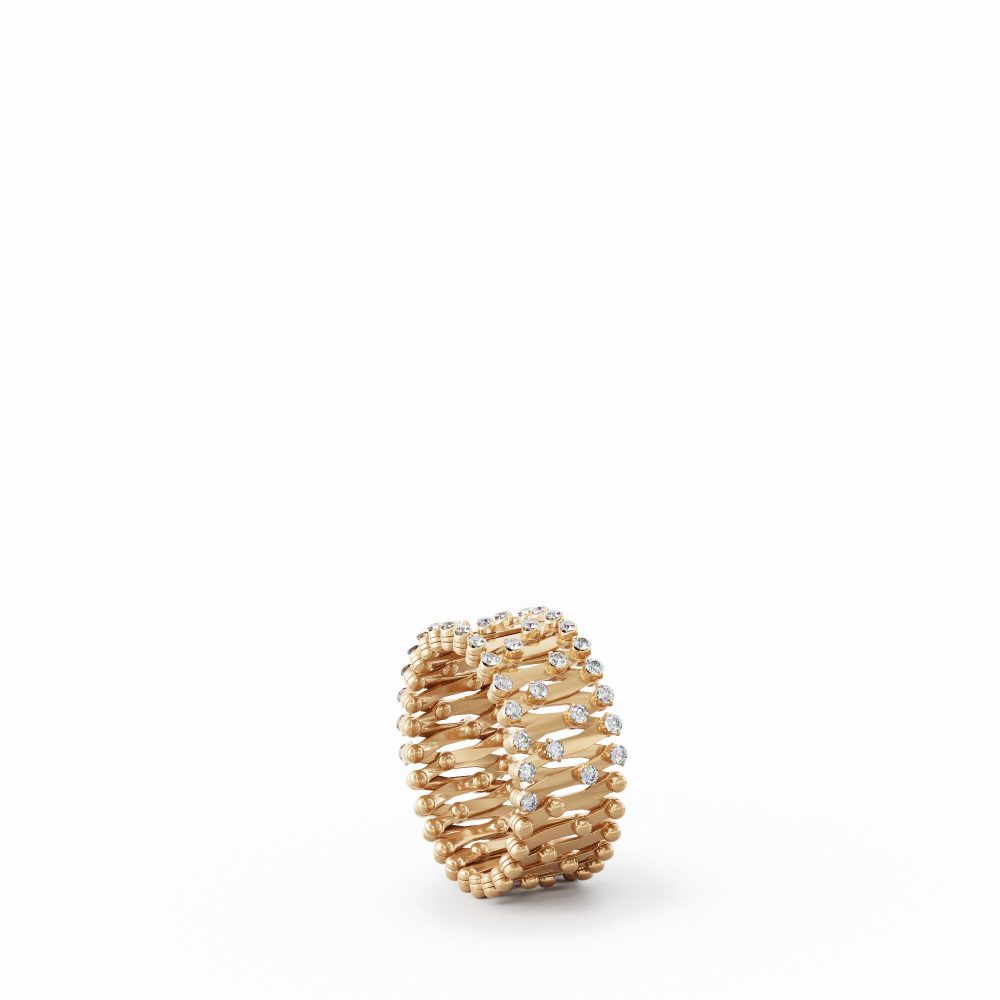 Ring Bracelet, Half 2 Points In 18K Rose Gold With Diamonds