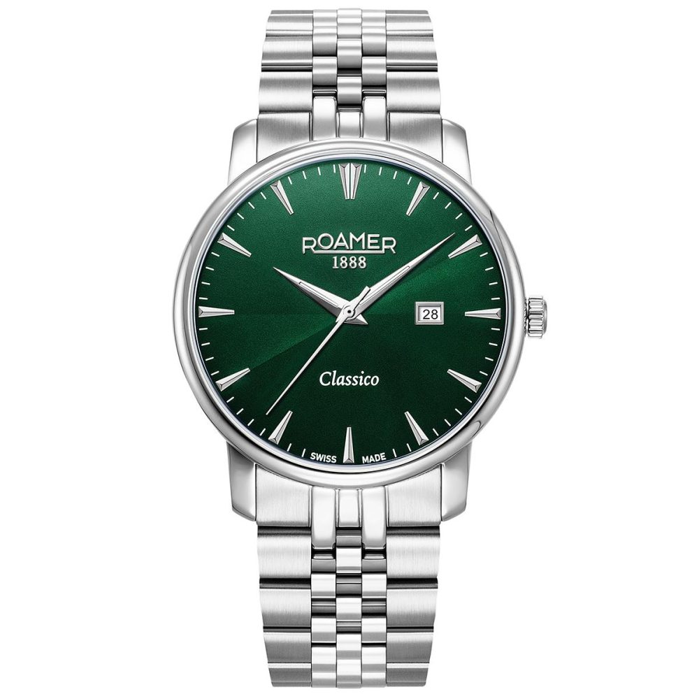 Roamer Classico Gents Αναλογικό Ρολόι με Ένδειξη Ημερομηνίας και Μπρασελέ σε Αναξείδωτο Ατσάλι 40mm