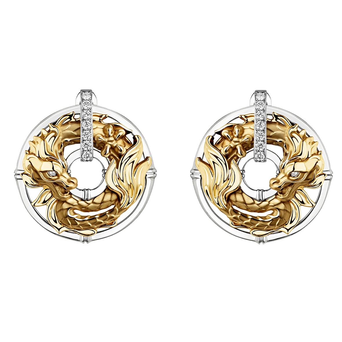 New Shanghai Mini Earrings In 18K Yellow and White Gold With Diamonds New Shanghai Mini Earrings In 18K Yellow and White Gold With Diamonds